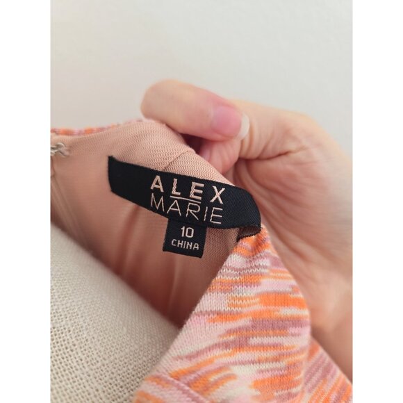 Alex Marie Carmen Orange Knit Ruched Cap Sleeves Sheath V-Neck Lined Dress 10 M - Picture 10 of 14